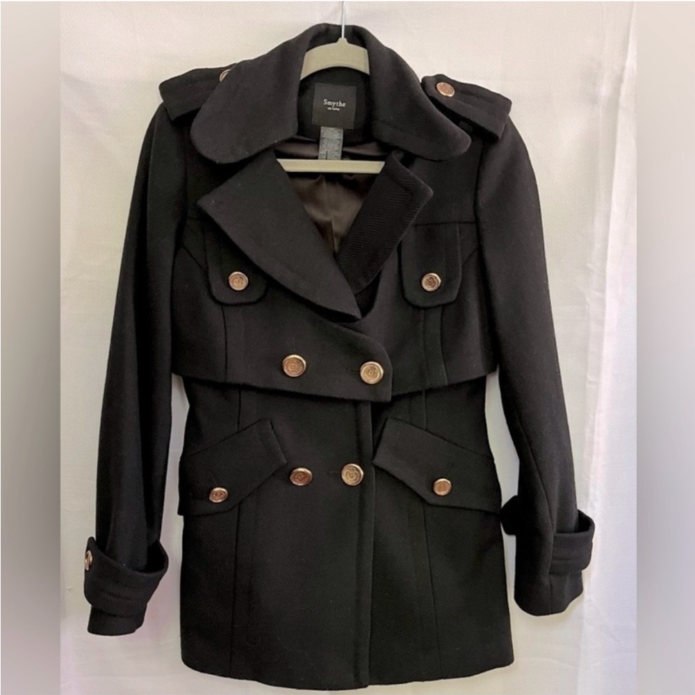 Smythe Military Black Pea Coat 4